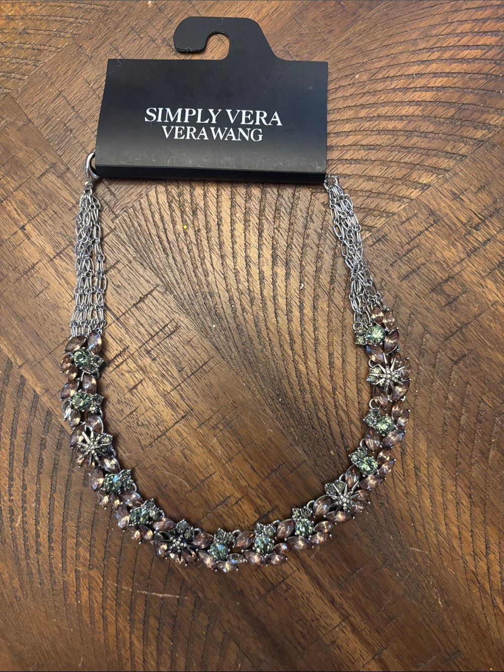 Simply Vera Vera Wang Green and Rose Gold Floral Statement Necklace